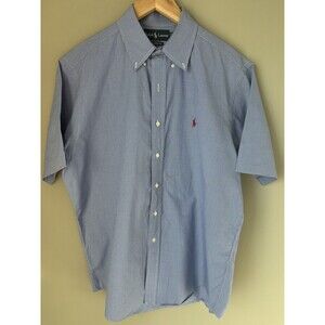 Men’s Ralph Lauren Shirt Blue And White Seersucker Size L Classic fit blue label